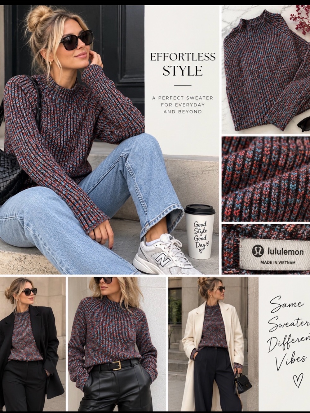 Lululemon CHIC 🔥cotton wool cashmere blend sweater size 6 price firm!